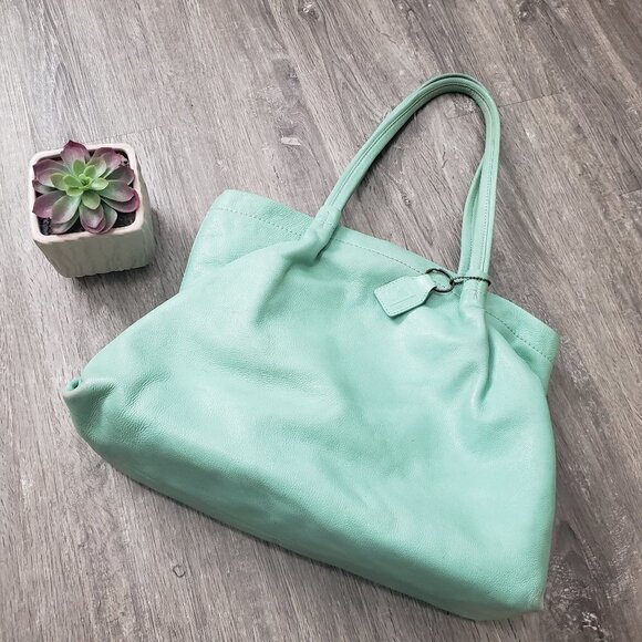 Soprano Genuine Leather Handbag Mint Green Tote - Picture 1 of 11